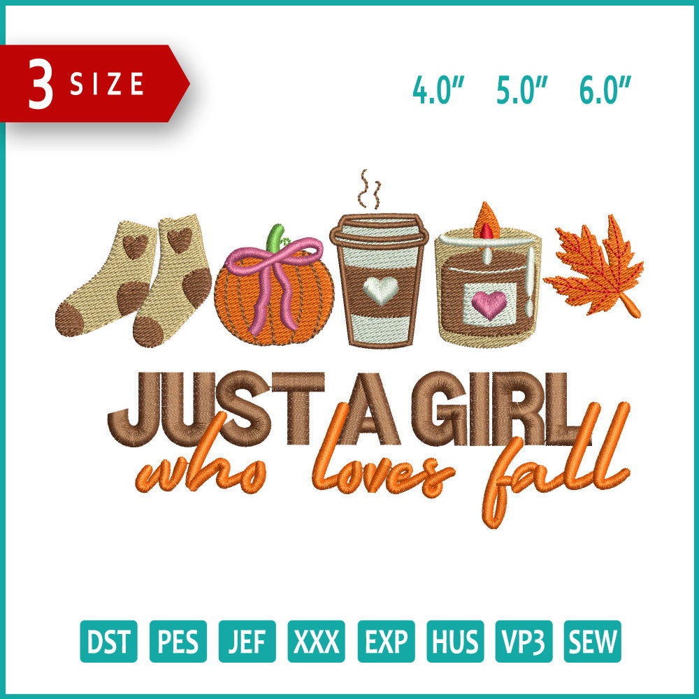 Just A Girl Embroidery Files - 3 Size's