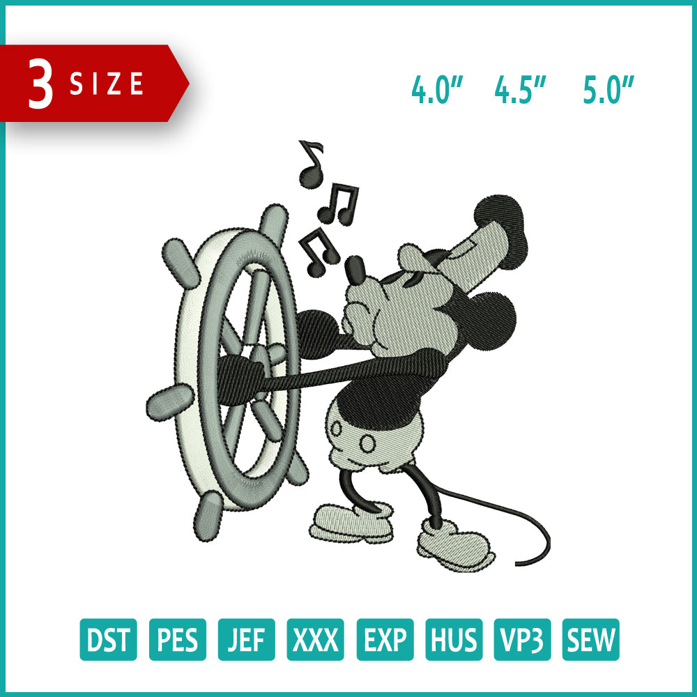 Captain Mickey Mouse Embroidery Files - 3 Size's