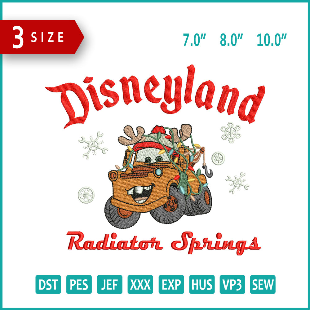 Disneyland Radiator Springs Embroidery Files - 3 Size's