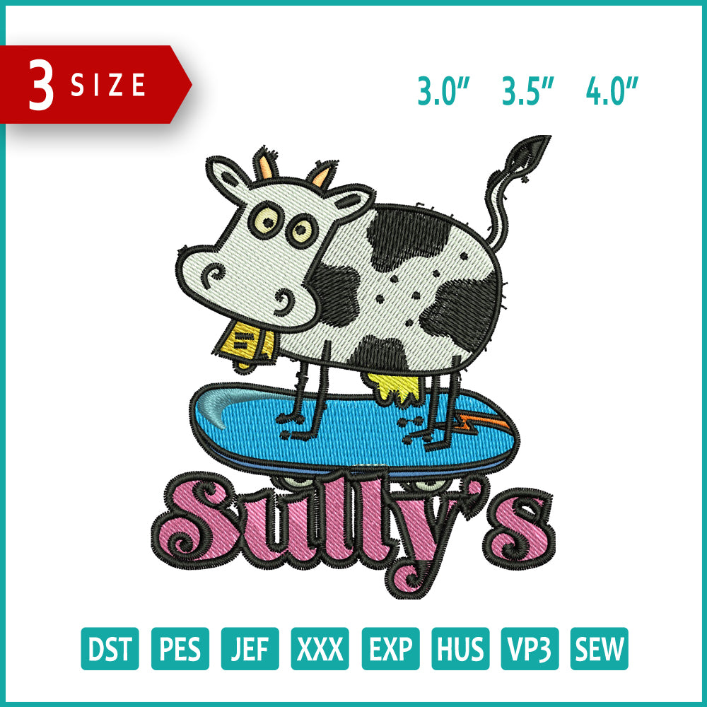 Archivos de bordado de vacas de Sullys - 3 tamaños