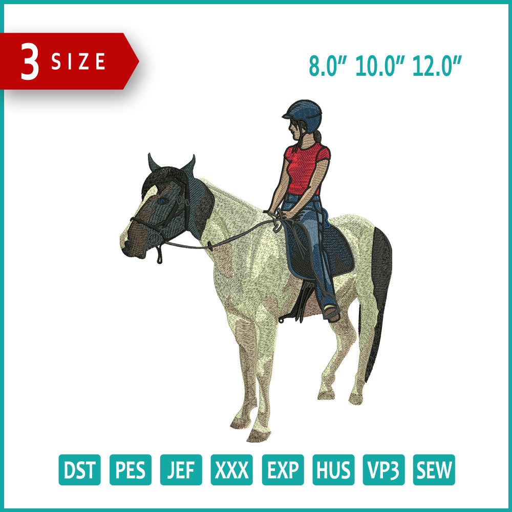Horse Girl Embroidery Files - 3 Size's