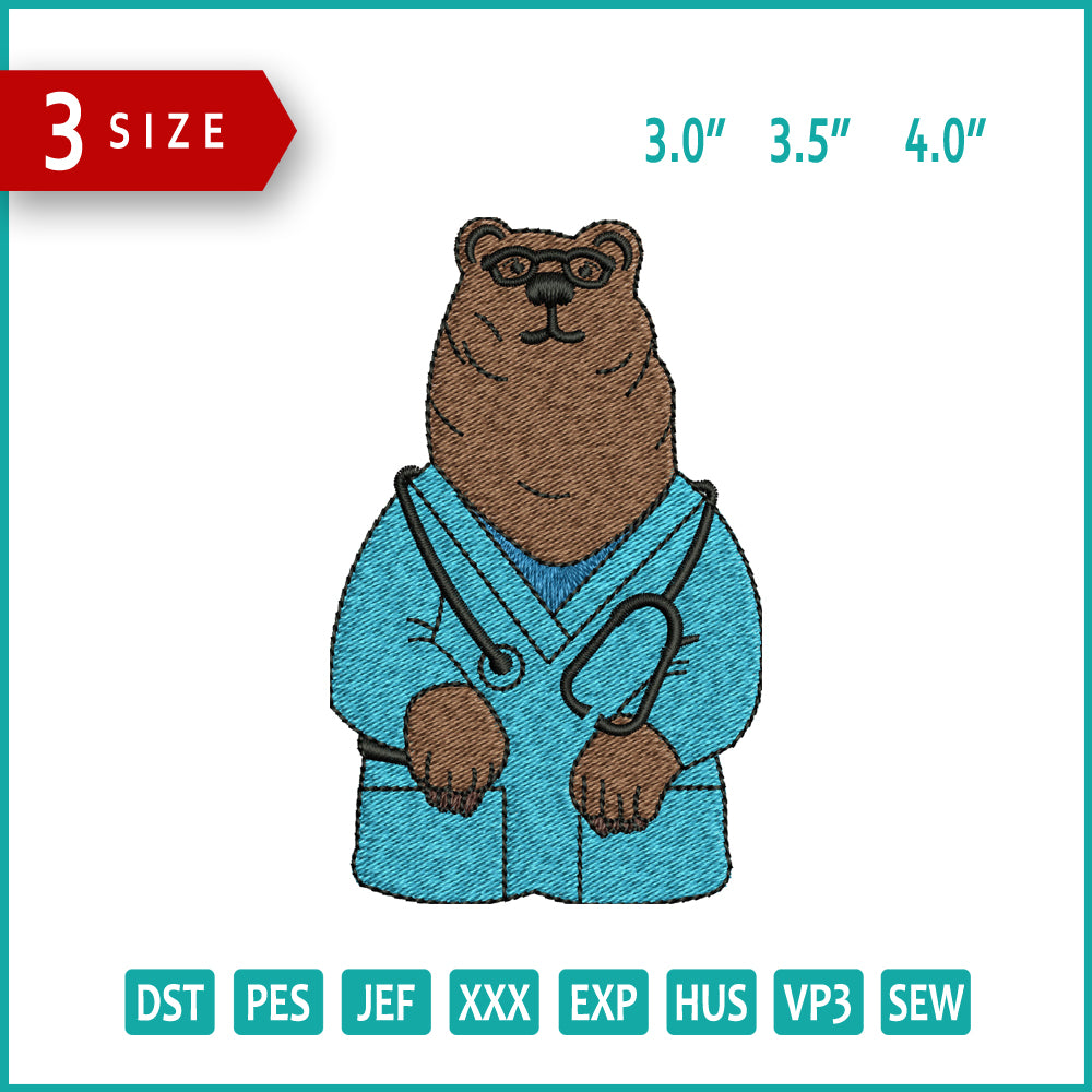 Dr Bear Embroidery Files - 3 Size's
