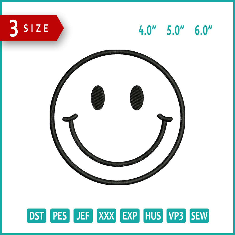 Smile v2 Embroidery Files - 3 Size's