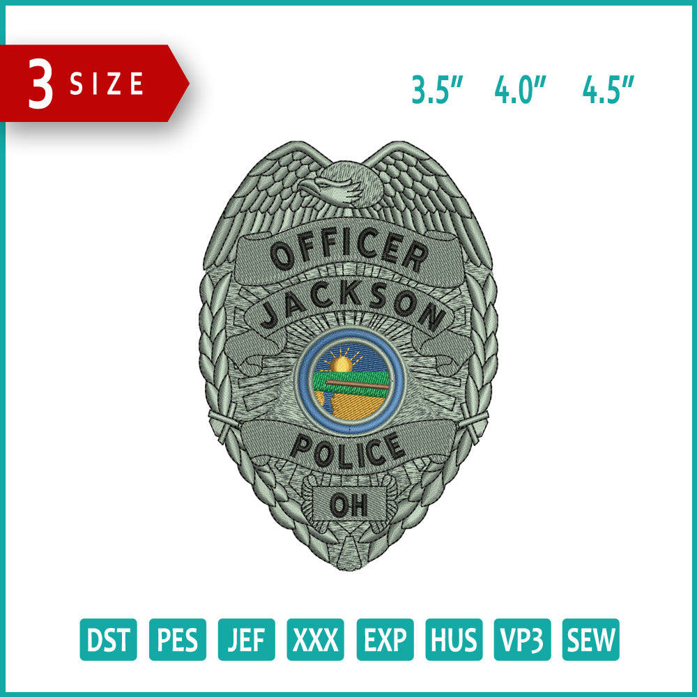 Police Badge v4 Embroidery Files - 3 Size's