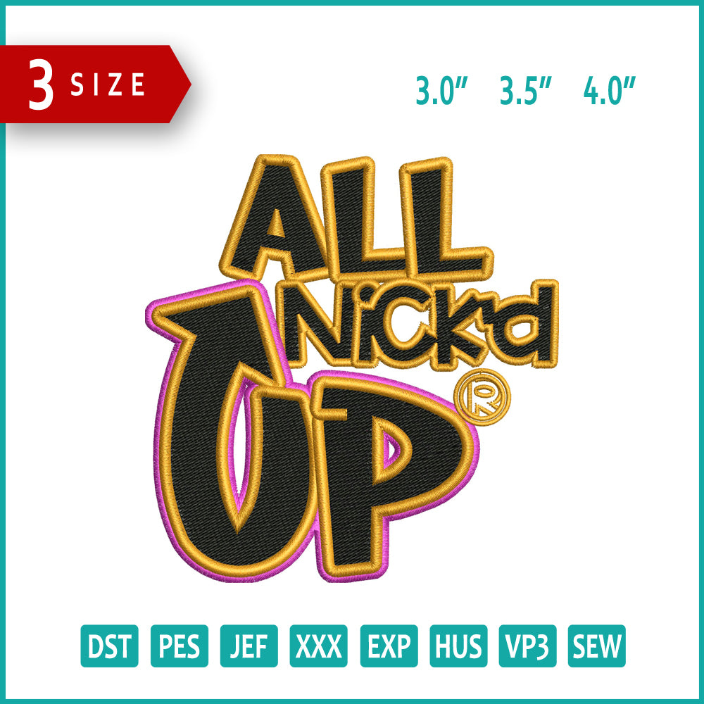 All Nick Up Embroidery Files - 3 Size's