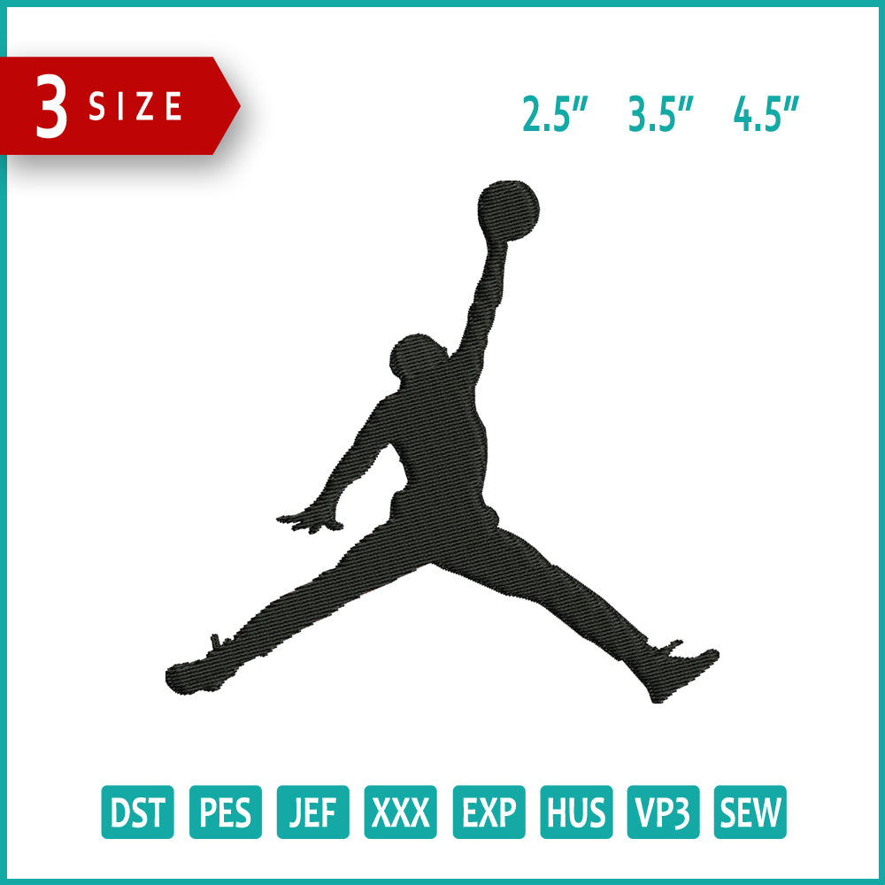 Bhite Air Jordan Logo Embroidery Files - 3 Size's