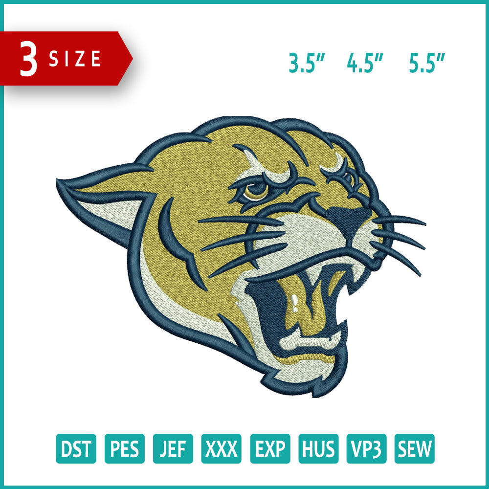 Panther Face Embroidery Files - 3 Size's