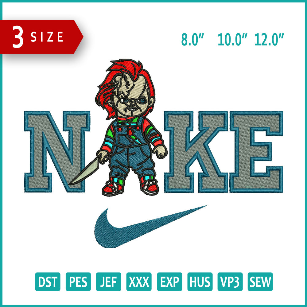 Nike Chucky v2 Embroidery Files - 3 Size's