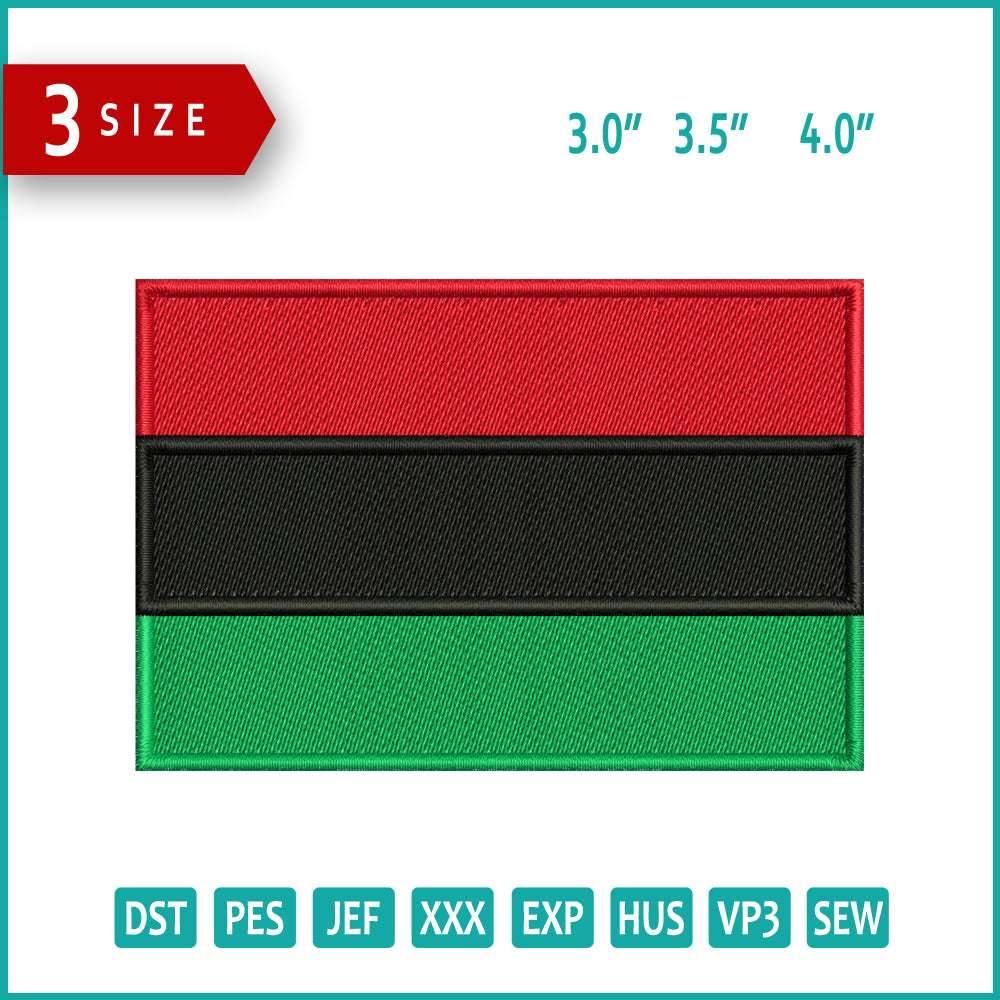 Pan African Flag Embroidery Design Files - 3 Size's