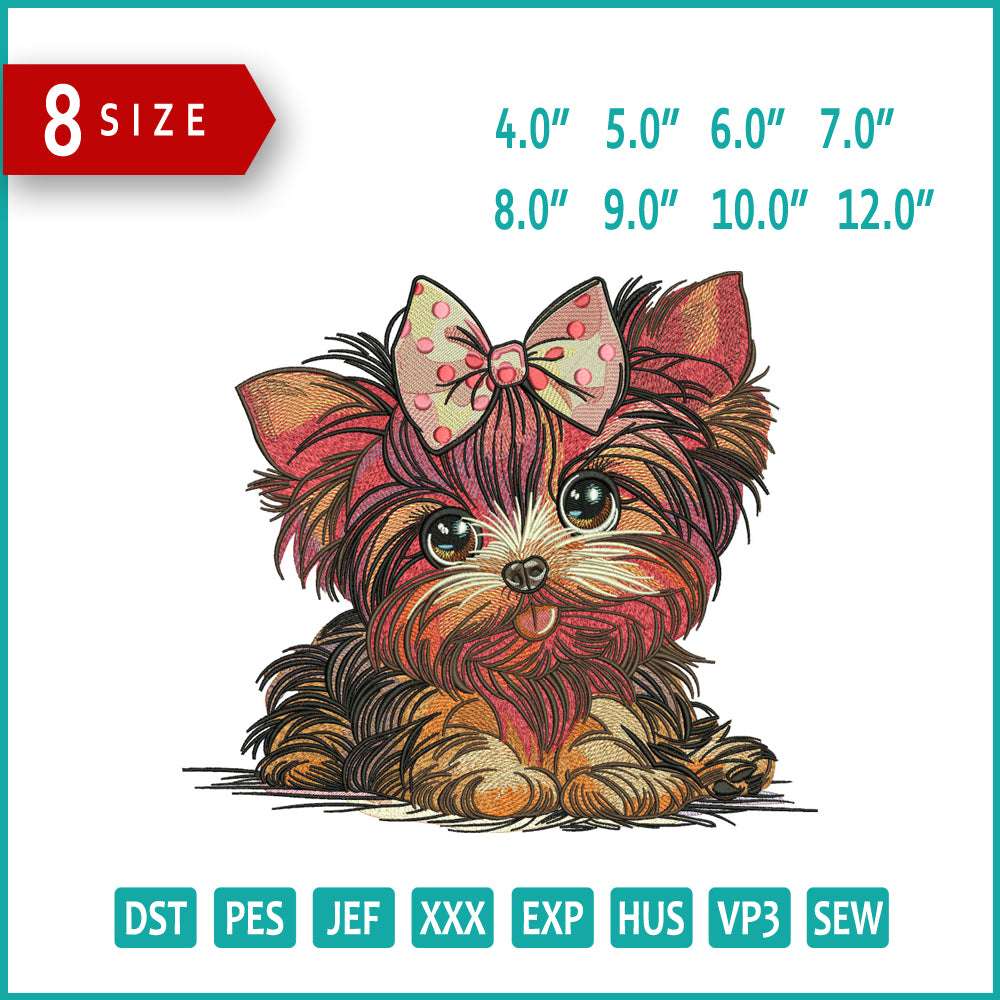 Fluffy Dog Embroidery Design Files - 3 Size's