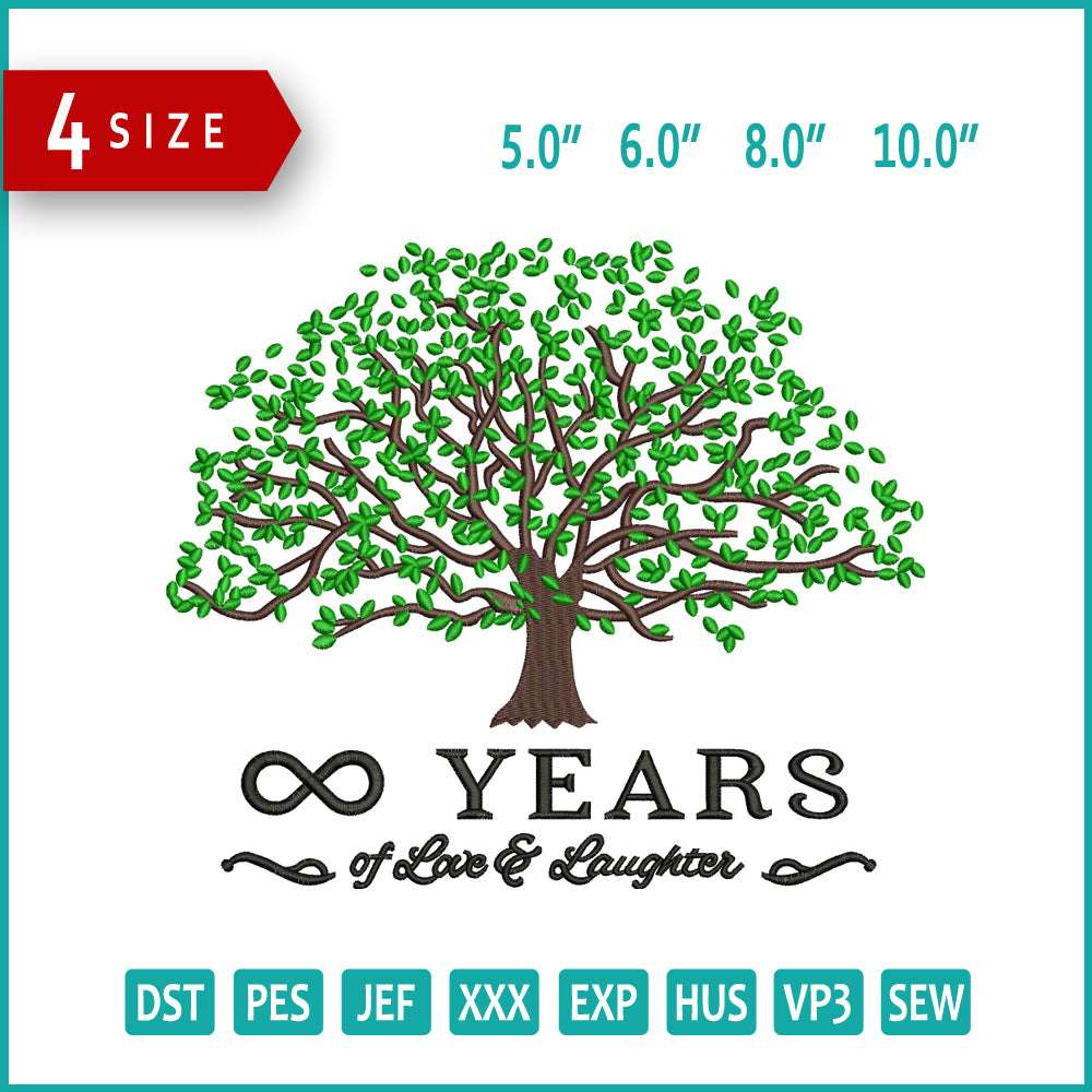 Infinity Years Three Embroidery Design Files - 3 Size's
