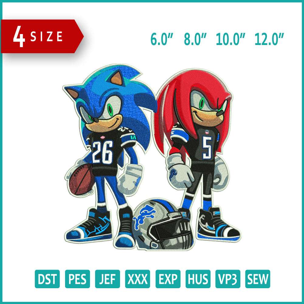 Sonic & Knuckless Embroidery Design Files - 4 Size's