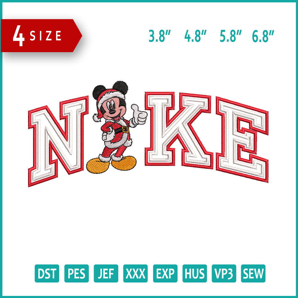 Nike Mickey Mouse v3 Embroidery Design Files - 4 Size's