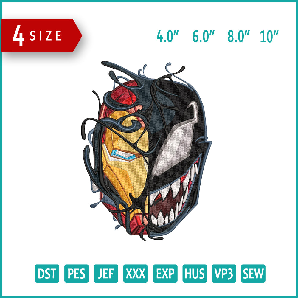 Iron Man x Venom Embroidery Design Files - 4 Size's
