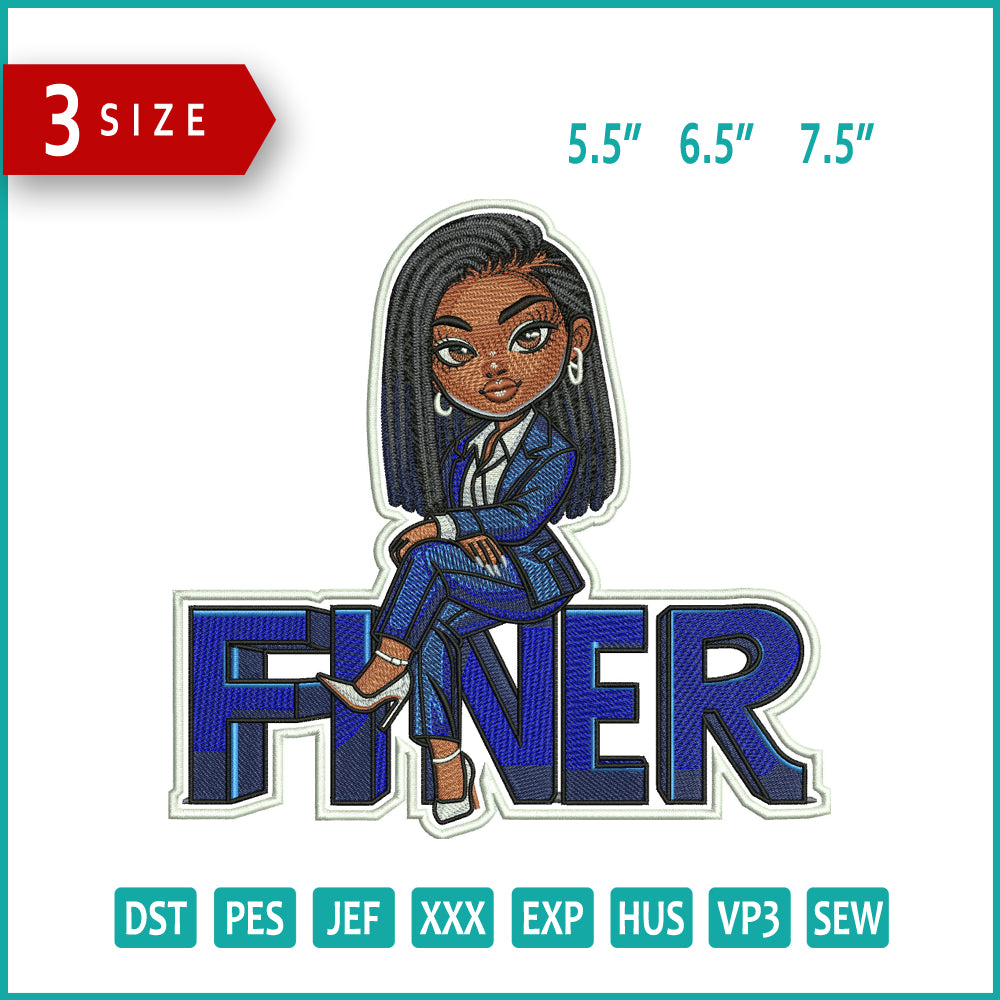 Finer Girl Embroidery Design Files - 3 Size's