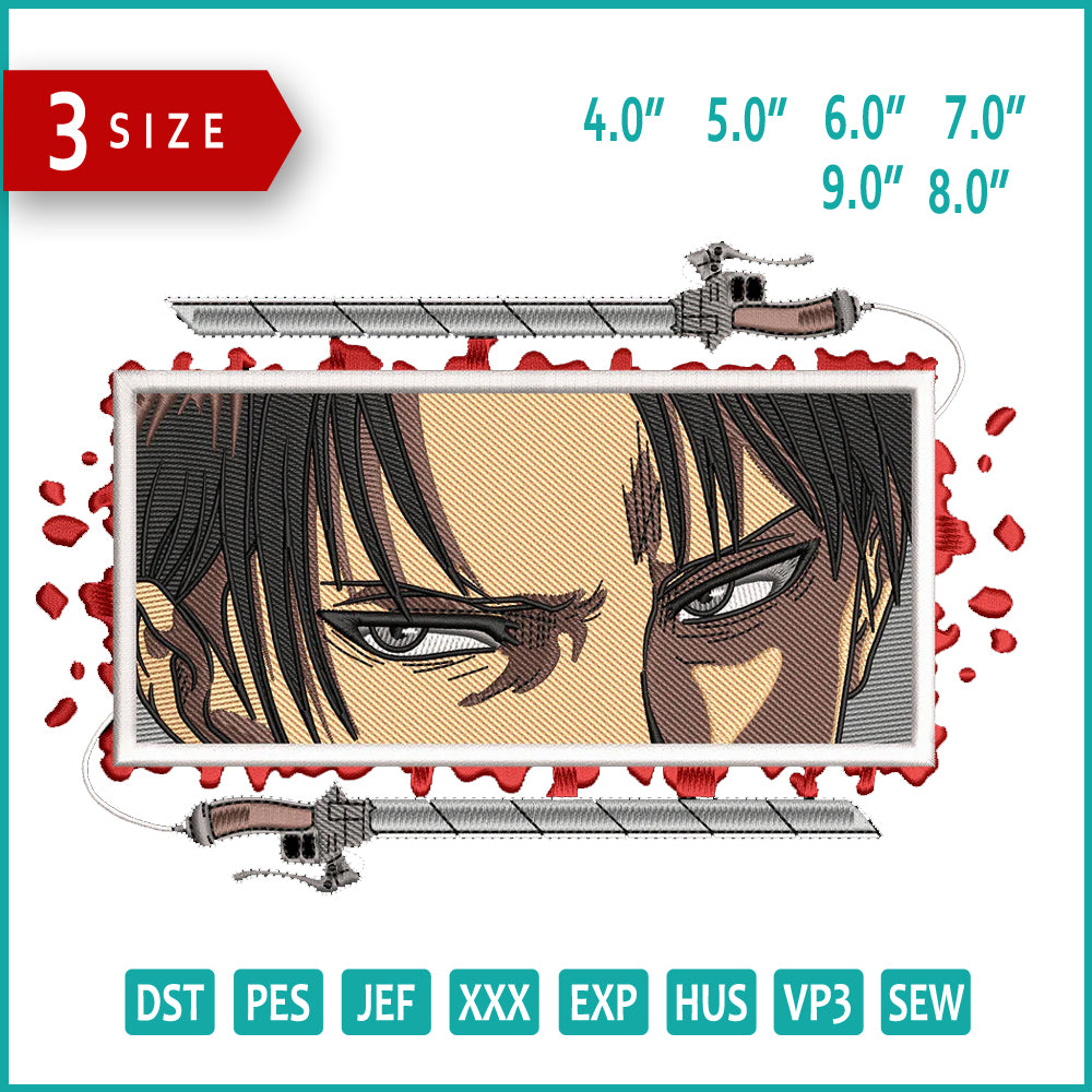 Levi Ackerman v2 Embroidery Design Files - 3 Size's