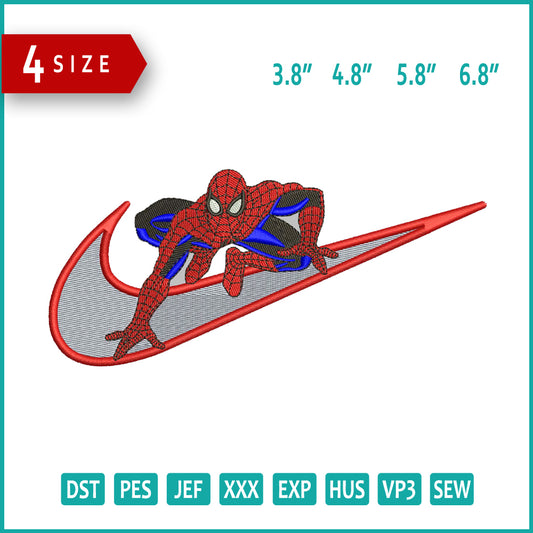 Spiderman Swoosh v5 Embroidery Design Files - 4 Size's