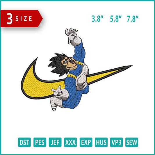 Vegeta Swoosh v2 Embroidery Design Files - 3 Size's