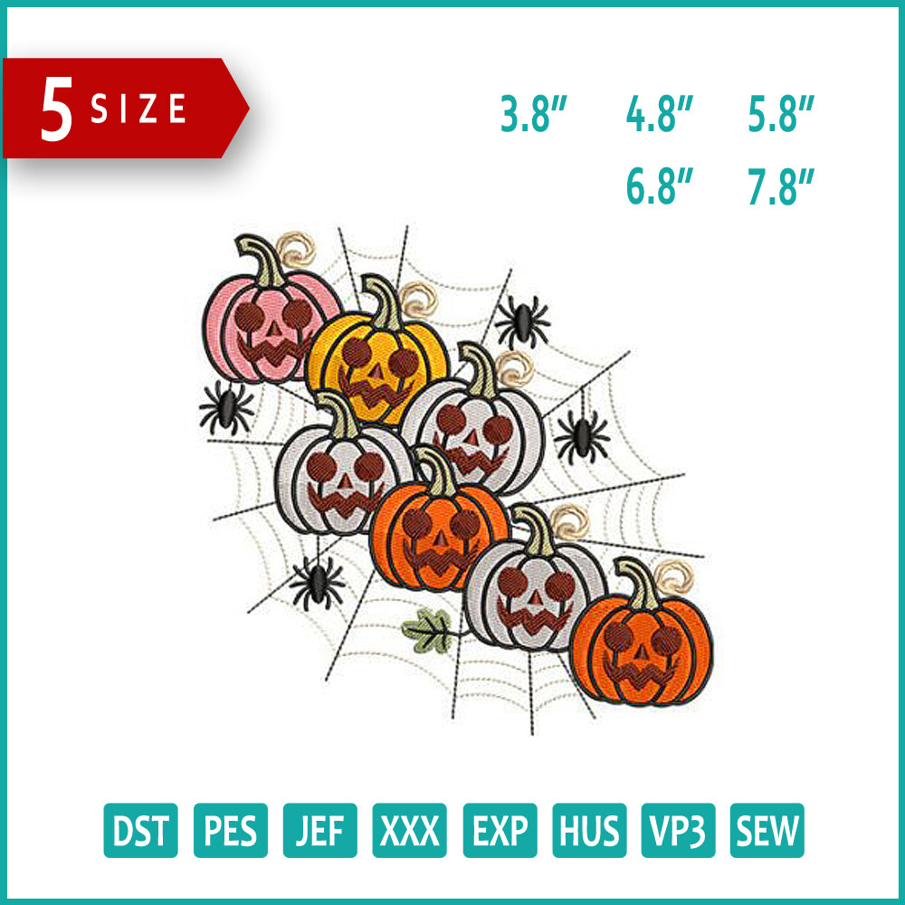 Spooky Pumpkin Family Embroidery Design Files - 5 Size's