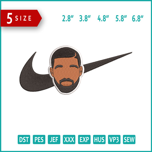 Drake Swoosh Embroidery Design Files - 5 Size's