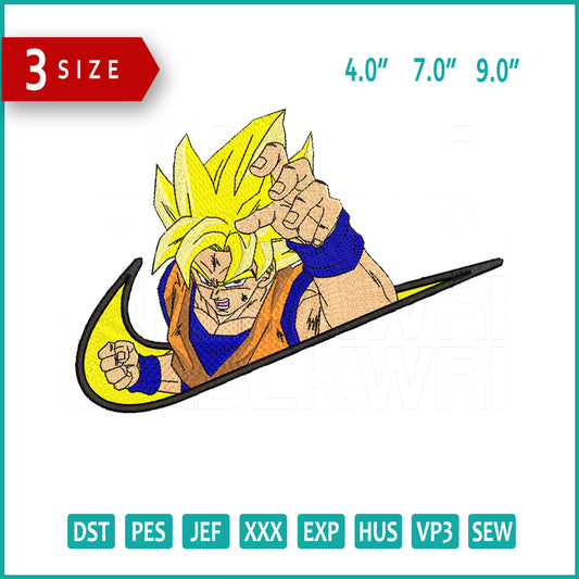 Nike Goku Swoosh v4 Embroidery Design Files - 3 Size's