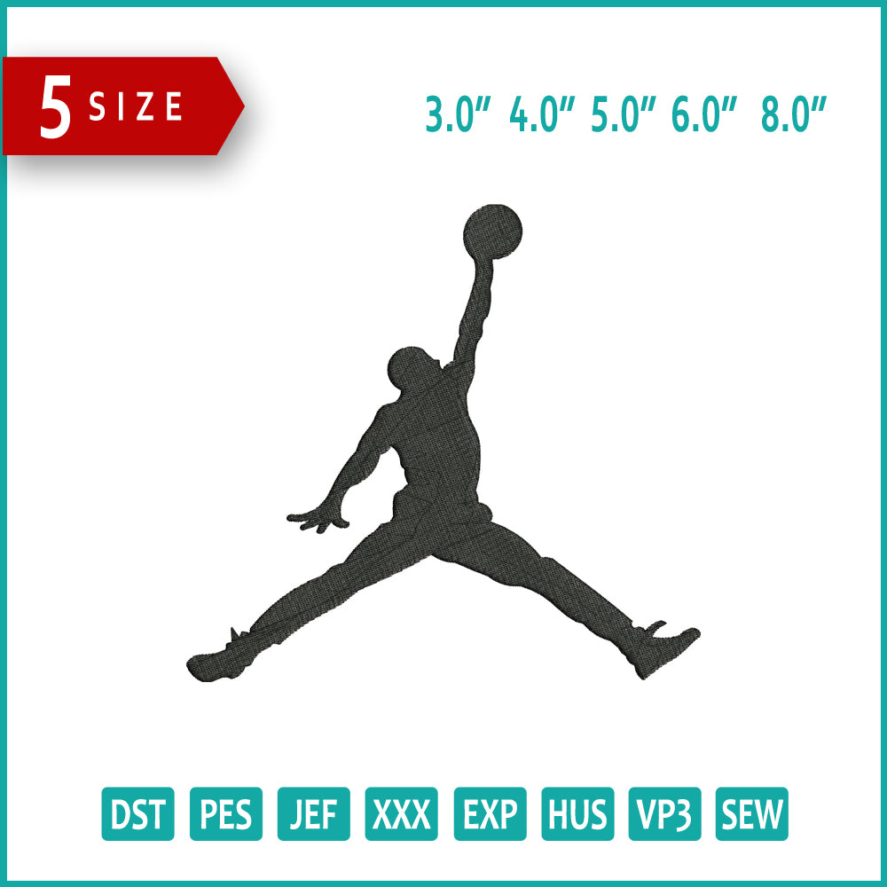 Michael Jordan Logo Embroidery Design Files - 3 Size's