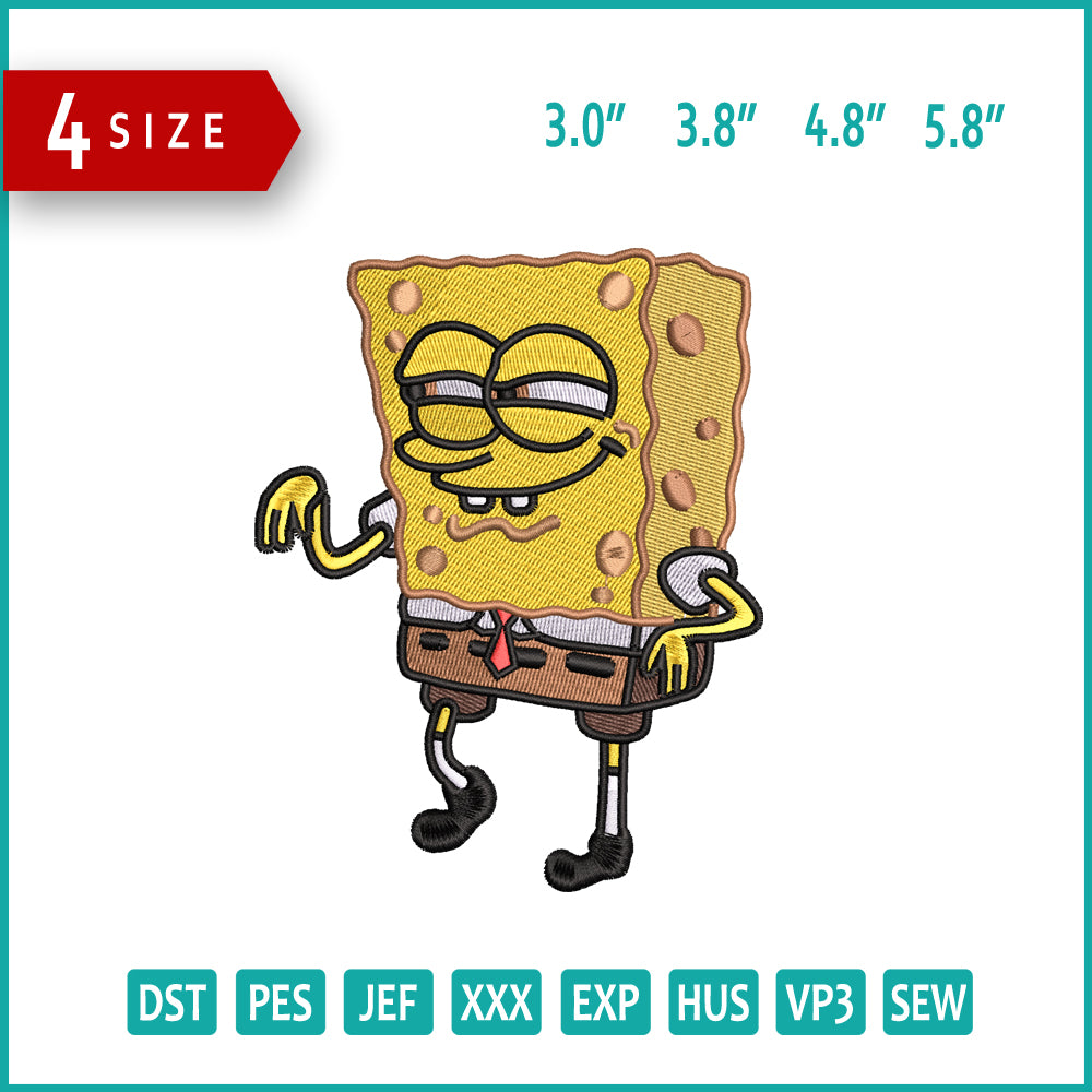 SpongeBob v3 Embroidery Design Files - 4 Size's