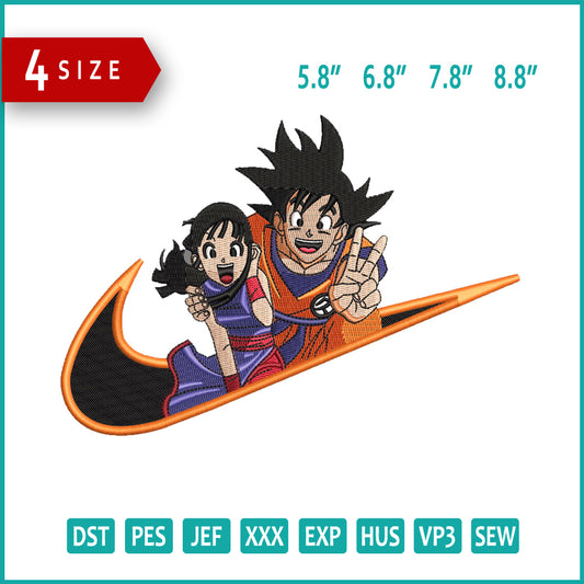 Goku and Chichi Embroidery Design Files - 4 Size's