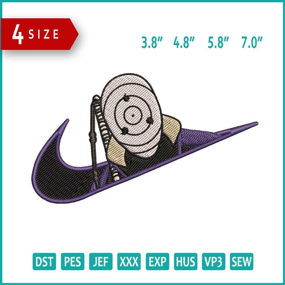 Uchiha Obito Swoosh v4 Embroidery Design Files - 4 Sizes