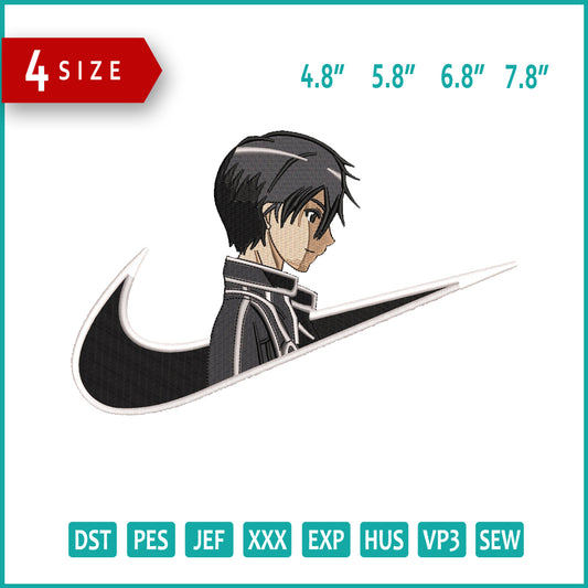 Kazuto Kirigaya Swoosh Embroidery Design Files - 4 Size's