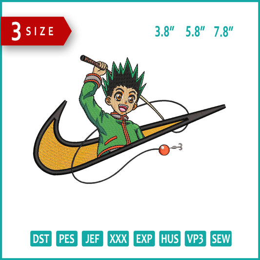 Gon Freecss Swoosh v5 Embroidery Design Files - 3 Size's