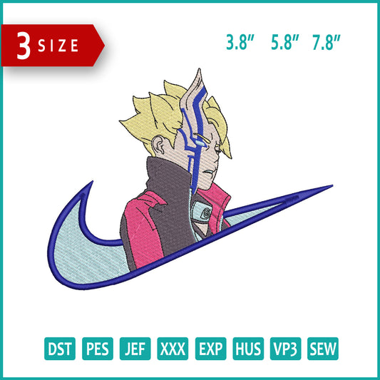 Boruto Uzumaki Swoosh Embroidery Design Files - 3 Size's