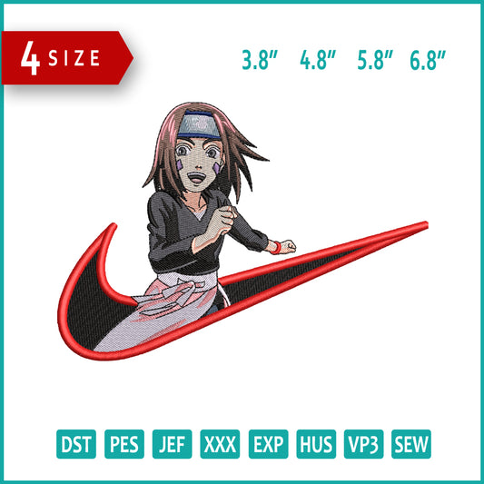 Rin Nohara Swoosh v3 Embroidery Design Files - 4 Size's