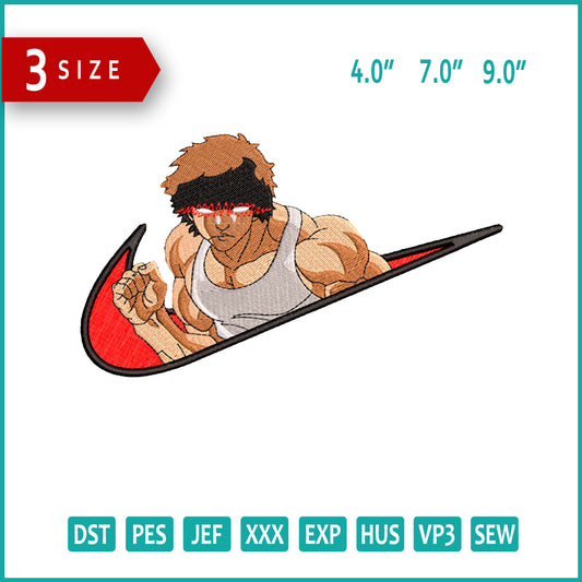 Baki Hanma Swoosh v5 Embroidery Design Files - 3 Size's
