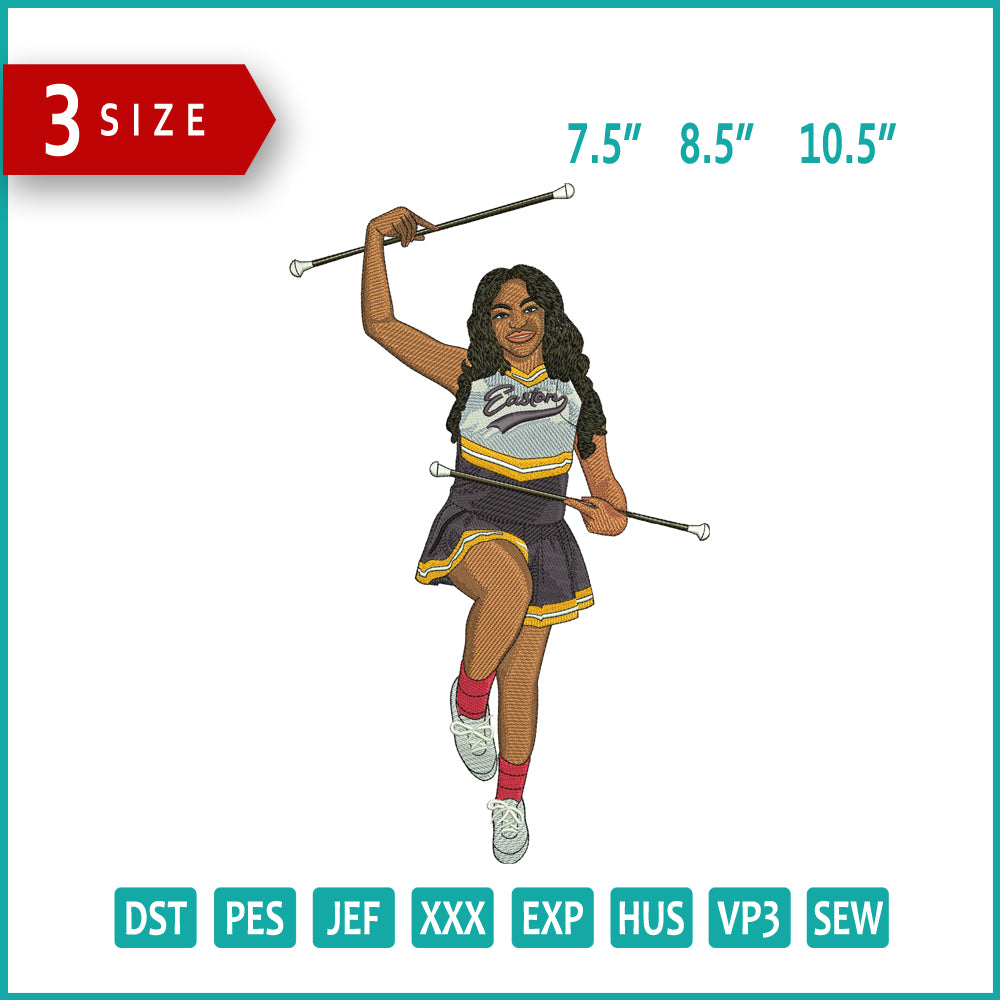 Cheerleader Embroidery Design Files - 3 Size's