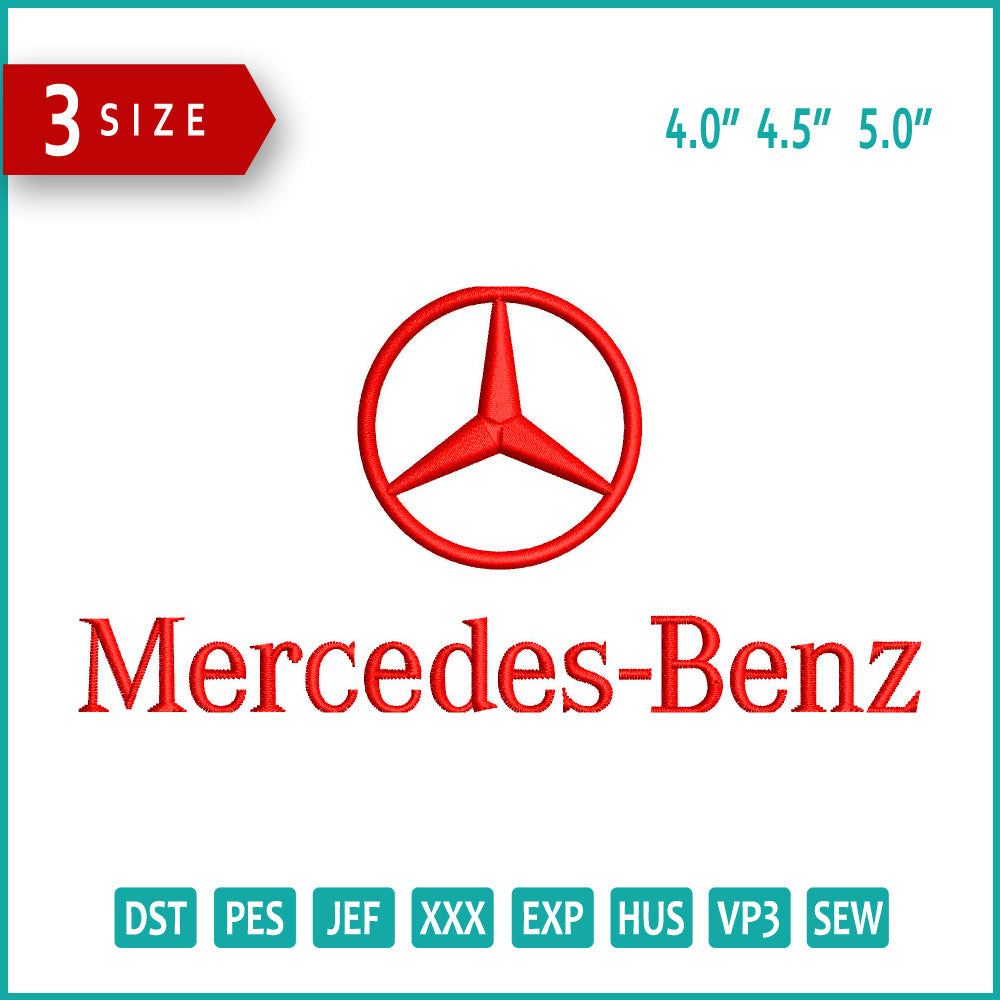 Mercedes Benz Logo Embroidery Design Files - 3 Size's