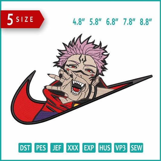 Ryomen Sukuna Swoosh Embroidery Design Files - 5 Size's