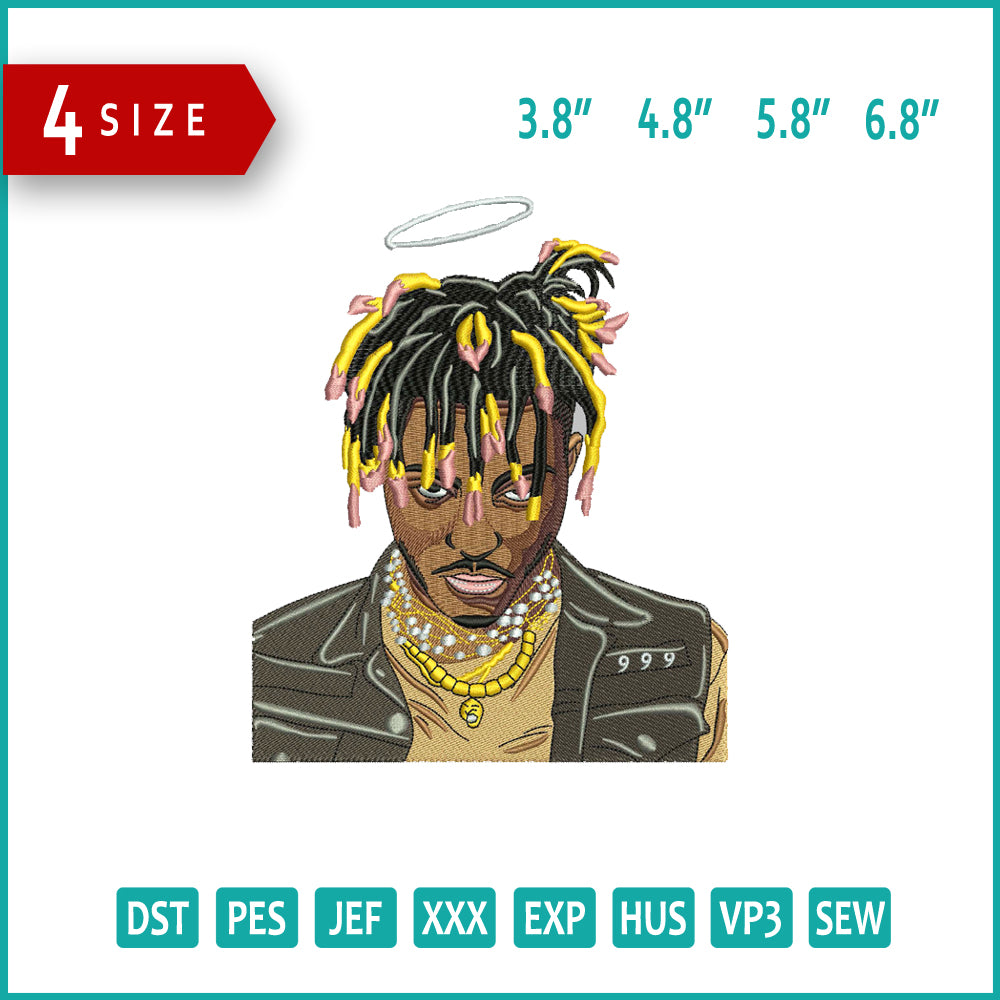 Juice WRLD Embroidery Design Files - 4 Size's