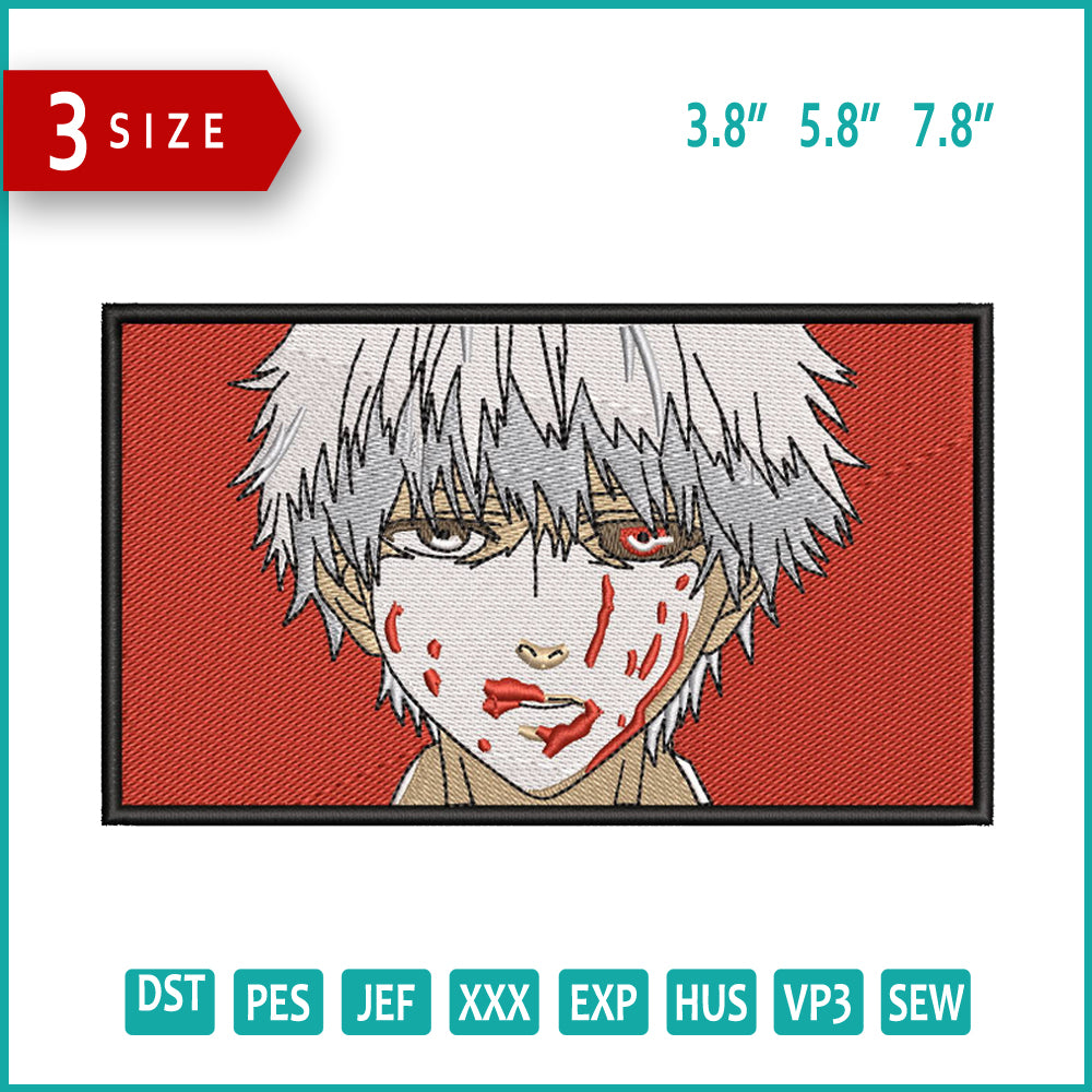 Ken Kaneki v2 Embroidery Design Files - 3 Sizes