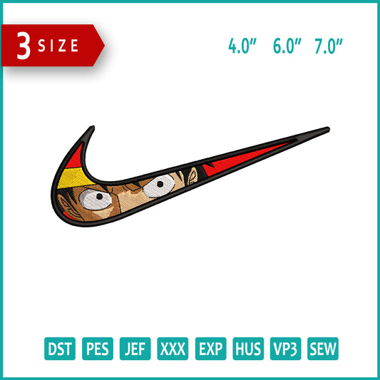Monkey D Luffy Swoosh v9 Embroidery Design Files - 3 Size's