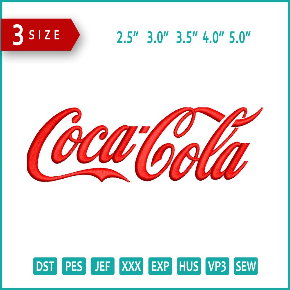 Coca Cola Embroidery Files - 3 Size's