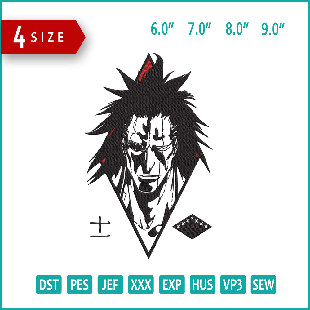 Kenpachi Zaraki v2 Embroidery Design Files - 4 Size's