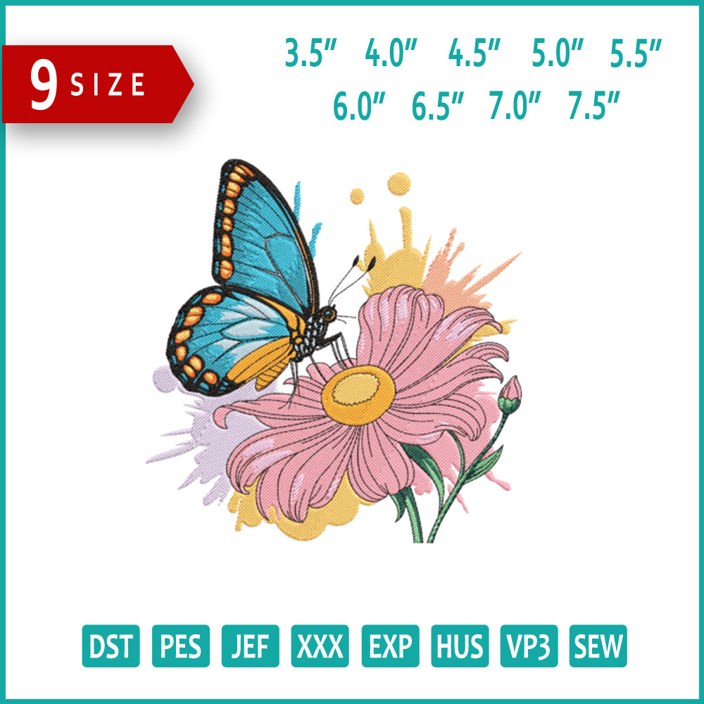 Butterfly and Bloom Embroidery Design Files - 9 Size's