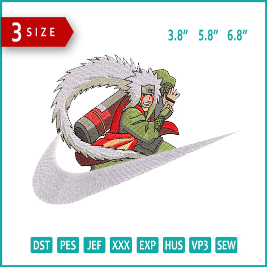 Jiraiya Swoosh Embroidery Design Files - 3 Size's