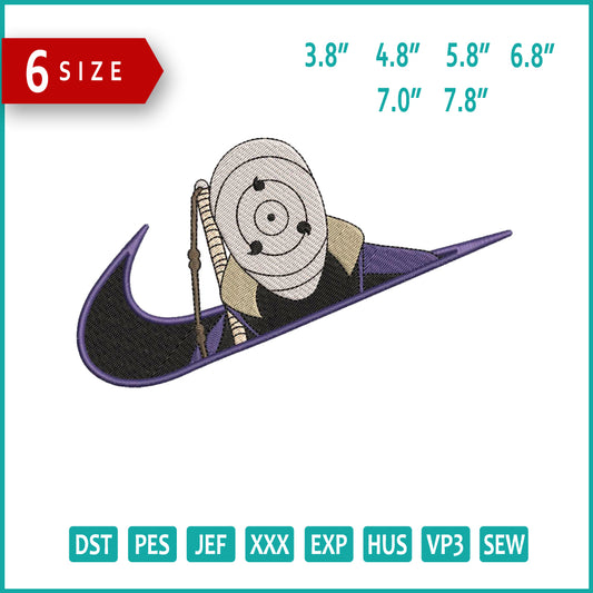 Uchiha Obito Swoosh v9 Embroidery Design Files - 6 Size's