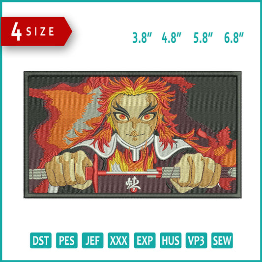 Kyojuro Rengoku v2 Embroidery Design Files - 4 Size's