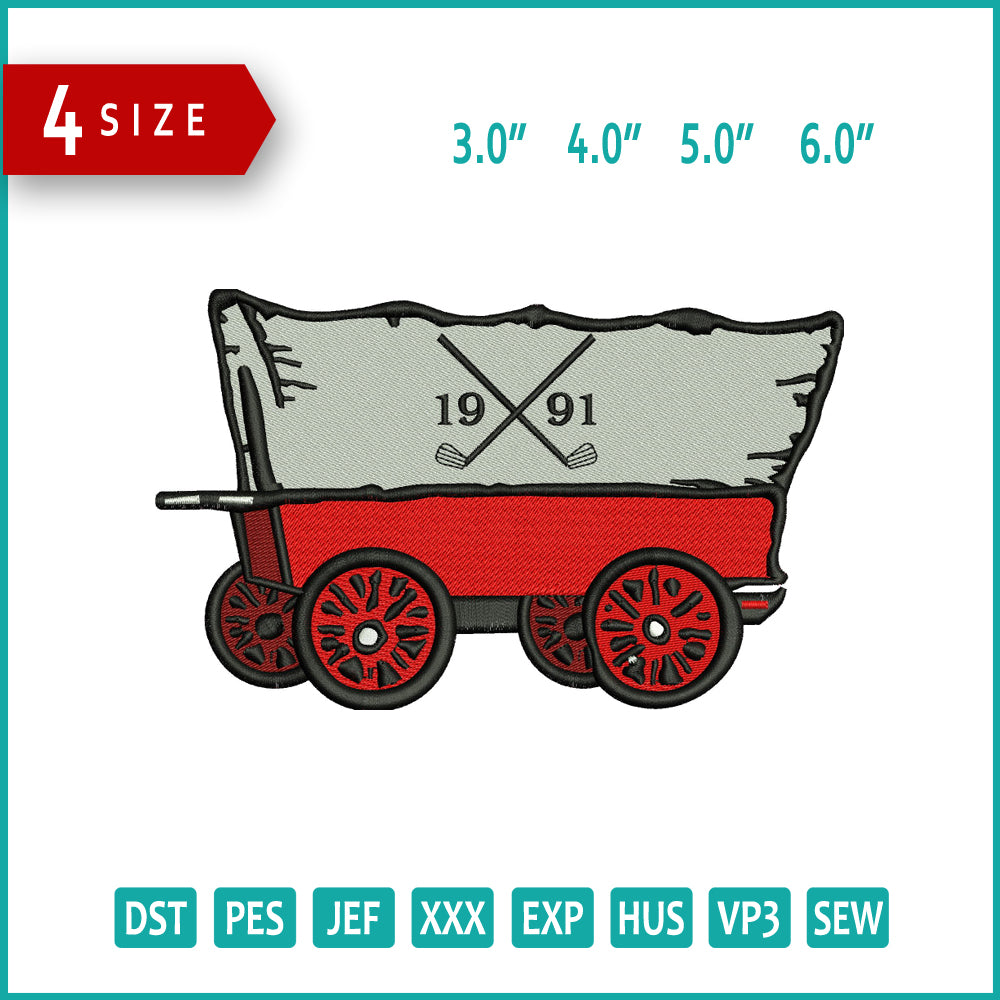 Horse Carriage Wagon Embroidery Design Files - 3 Size's