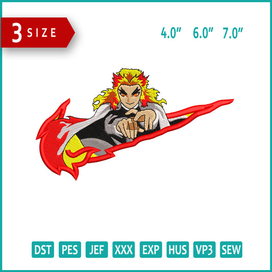 Kyojuro Rengoku Swoosh v2 Embroidery Design Files - 3 Size's