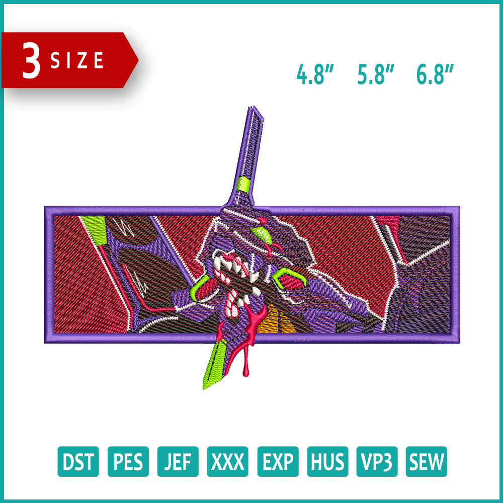Neon Genesis Evangelion Swoosh v2 Embroidery Design Files - 3 Size's