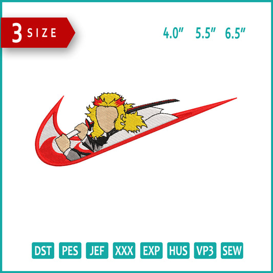 Kyojuro Rengoku Swoosh v3 Embroidery Design Files - 3 Size's